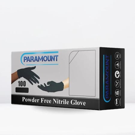 Paramount Nitrile Disposable Gloves, 4 mil Palm , Nitrile, Powder-Free, XL, 100 PK, Black XL